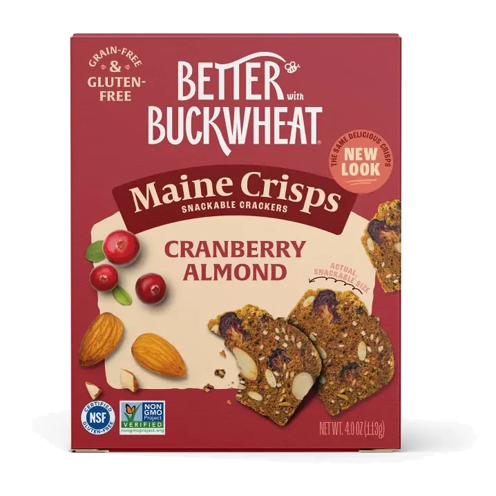 Better With Buckwheat Maine Crisp Crackers Cranberry Almond, 4oz
