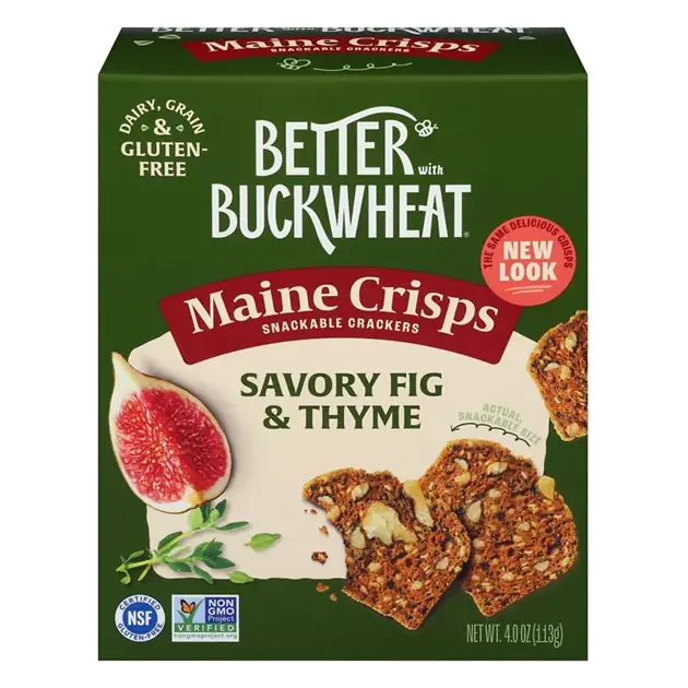 Snackable Maine Crisps Savory Fig & Thyme Crackers