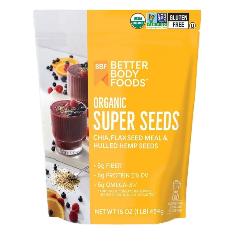 BetterBody Foods Super Seed Blend, 16oz: Organic Certified, Ready to Use, Raw, Bag