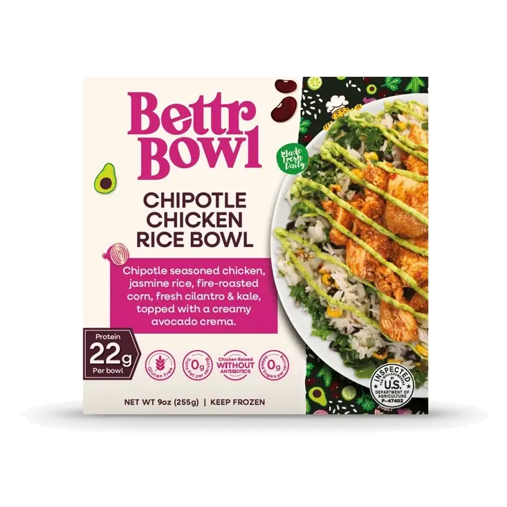 Bettr Bowl Chipotle Chicken Rice Bowl, 9oz: Gluten-Free, No Added Sugar