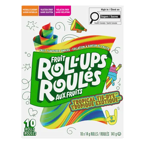 Fruit Roll-Ups Gluten-Free Fruit Flavoured Snacks Tropical Tie-Dye 141 g