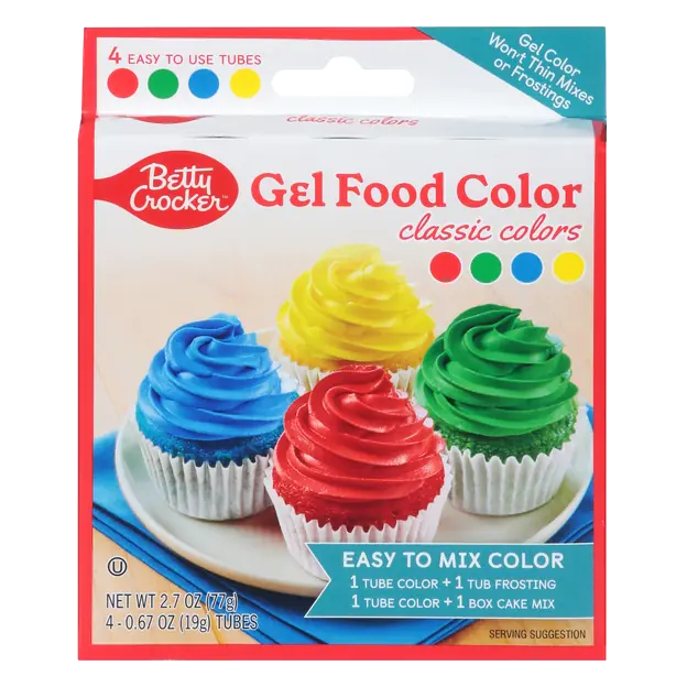 Classic Red Green Blue & Yellow Gel Food Colors - 4 ct