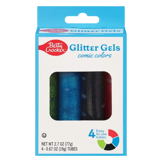 Comic Colors Glitter Gels - 4 ct