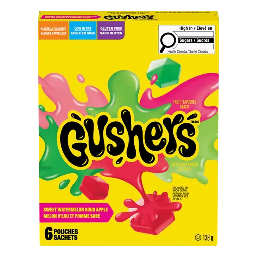 Gushers Fruit Snack Sweet Watermelon Sour Apple 6 Pack 138 g