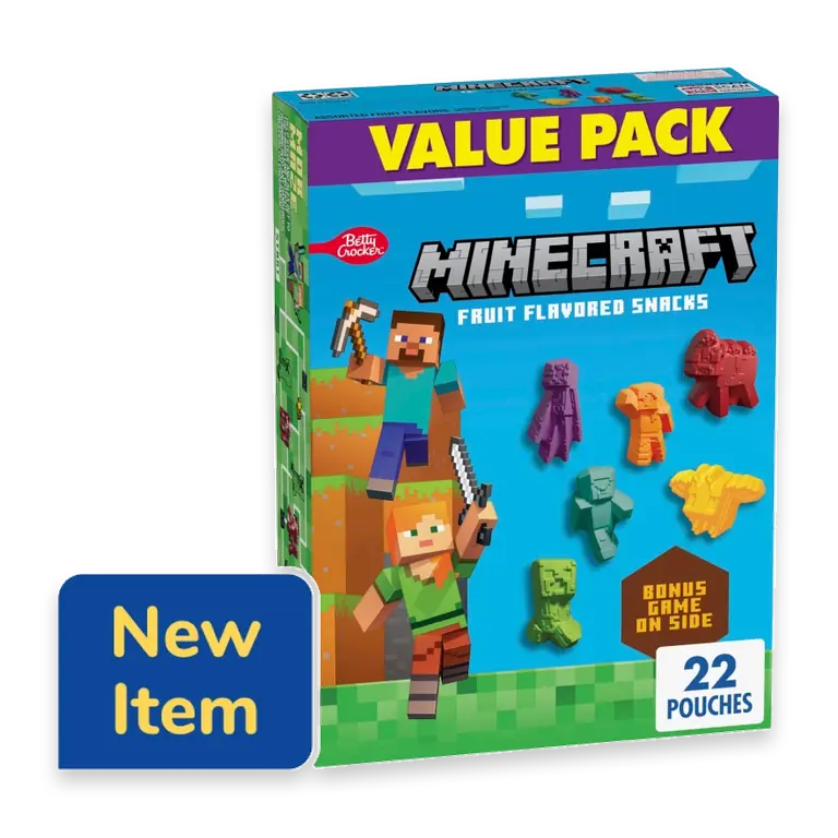 Minecraft Fruit Flavored Snacks, Fat Free and Gluten Free Snack, Value Pack