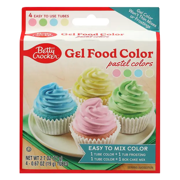 Pastel Yellow Blue Pink & Green Gel Food Colors - 4 ct