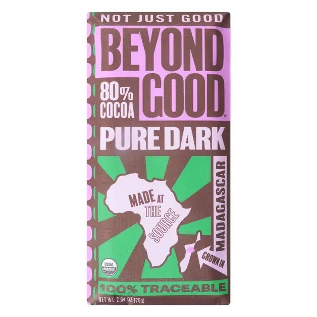 Organic Madagascar Pure Dark Chocolate Candy Bar 80% Cocoa