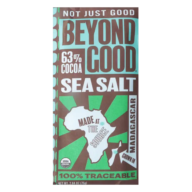 Organic Madagascar Sea Salt & Nibs Chocolate Candy Bar