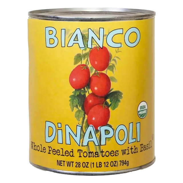 Bianco DiNapoli Organic Whole Peeled Tomatoes with Basil, 28oz