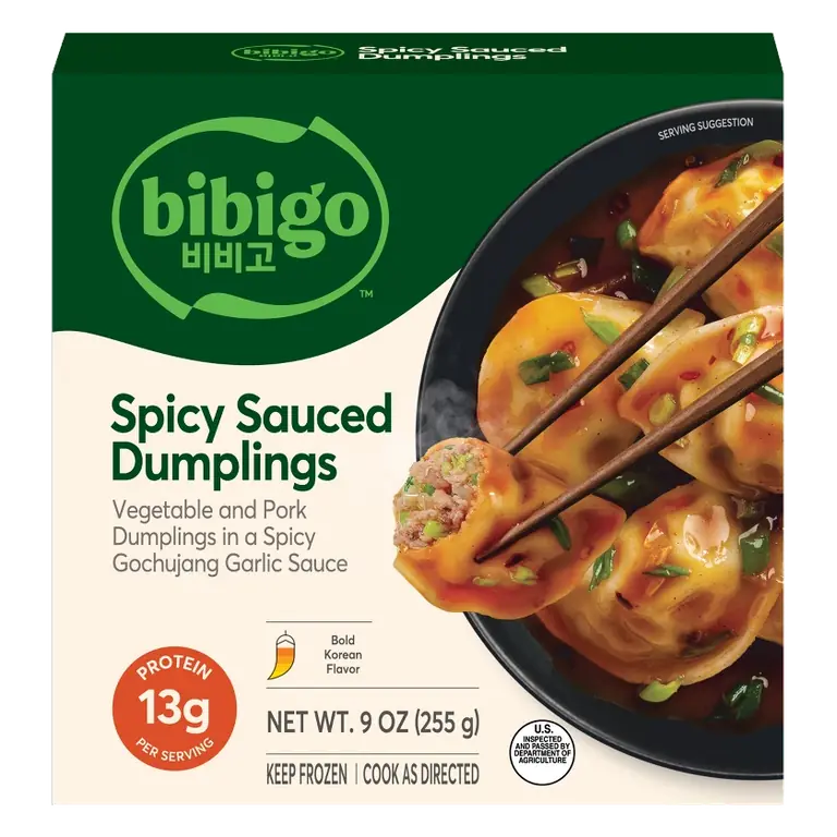 Bibigo Frozen Vegetable & Pork Spicy Sauced Dumplings, 9.01oz