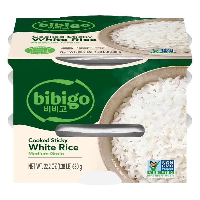 Bibigo Gluten Free Cooked Sticky White Rice, 22.2oz/3ct