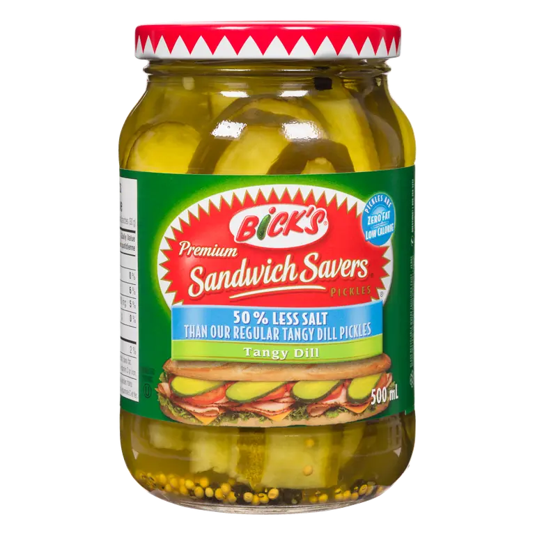 Sandwich Savers Pickles Tangy Dill 50% Less Salt 500 ml