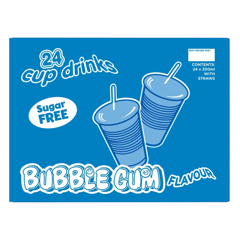 Big Time Bubble Gum Flavour Cup Drinks 24 x 200ml