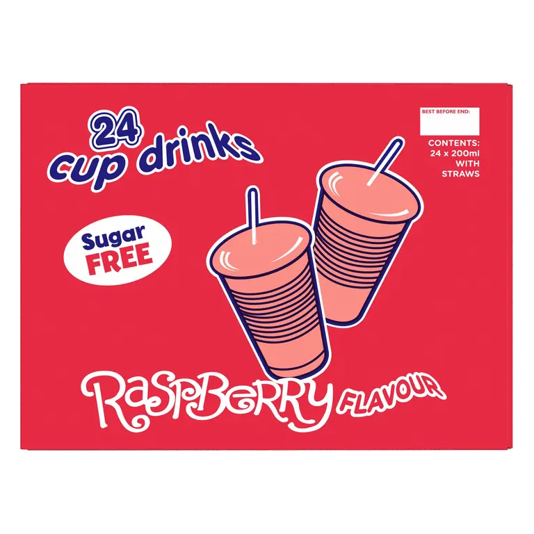 Big Time Raspberry Flavour Cup Drinks 24 x 200ml