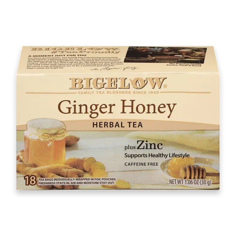 Ginger Honey Caffeine Free Plus Zinc Herbal Tea Bags