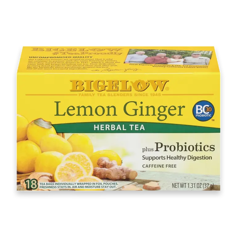 Lemon Ginger Plus Probiotics Herbal Tea Bags
