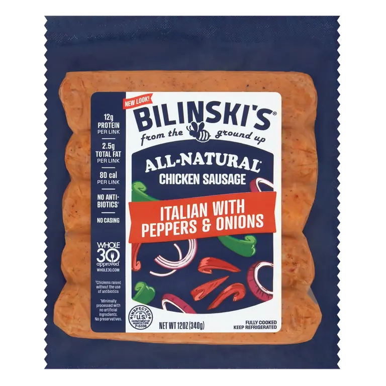 Bell Peppers Onions & Chicken Classic Italian Style Blended Sausage