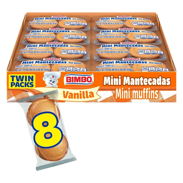 Bimbo Mini Mantecadas Vanilla Flavored Mini Muffins, 17.6oz/8ct: No High Fructose Corn Syrup