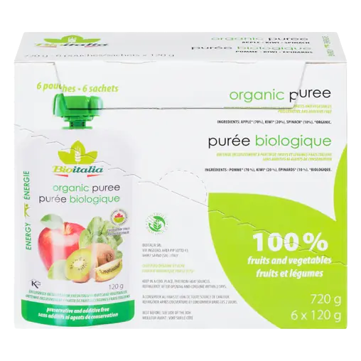 Organic Puree Apple Kiwi Spinach 6 x 120 g