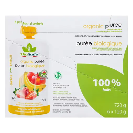 Organic Puree Apple Strawberry Banana 6 x 120 g