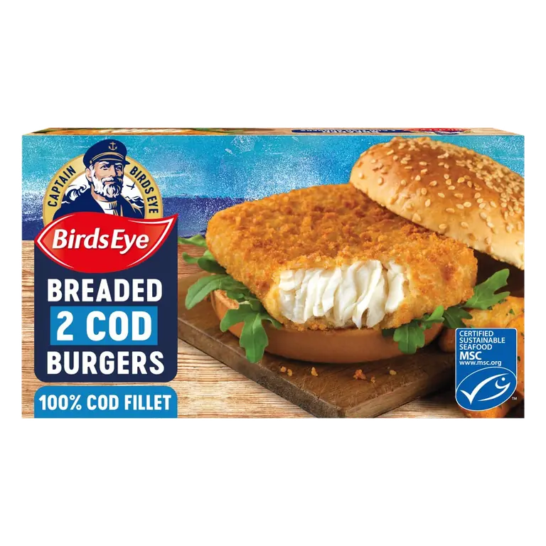 2 Breaded Cod Fish Burgers