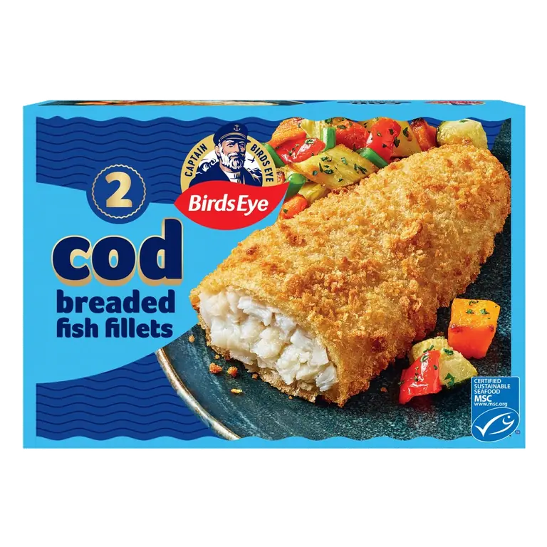 2 Breaded Cod Fish Fillets 400g