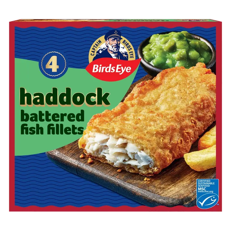 4 Battered Haddock Fish Fillets 400g