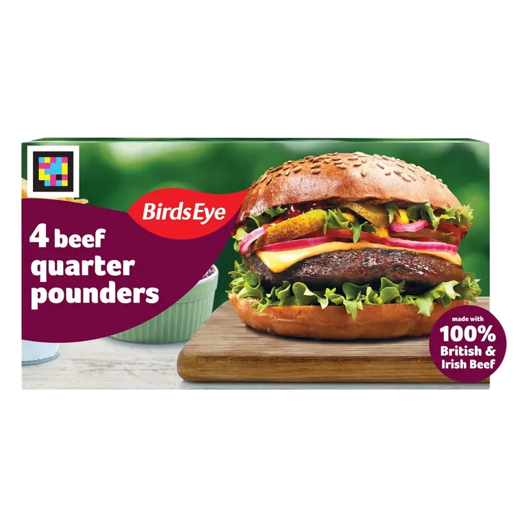 4 Classic Beef Quarter Pounder Burgers with Onion 454g