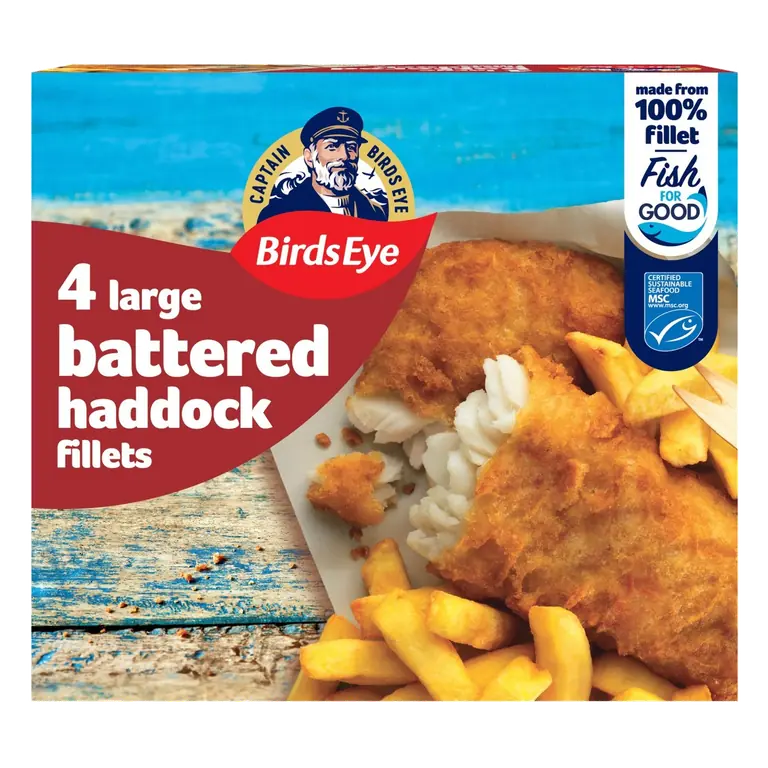 4 Large Haddock Fillets Battered