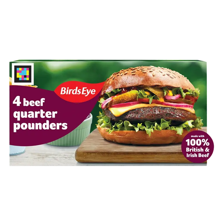4 x Classic Beef Quarter Pounder Burgers with Onion 454g