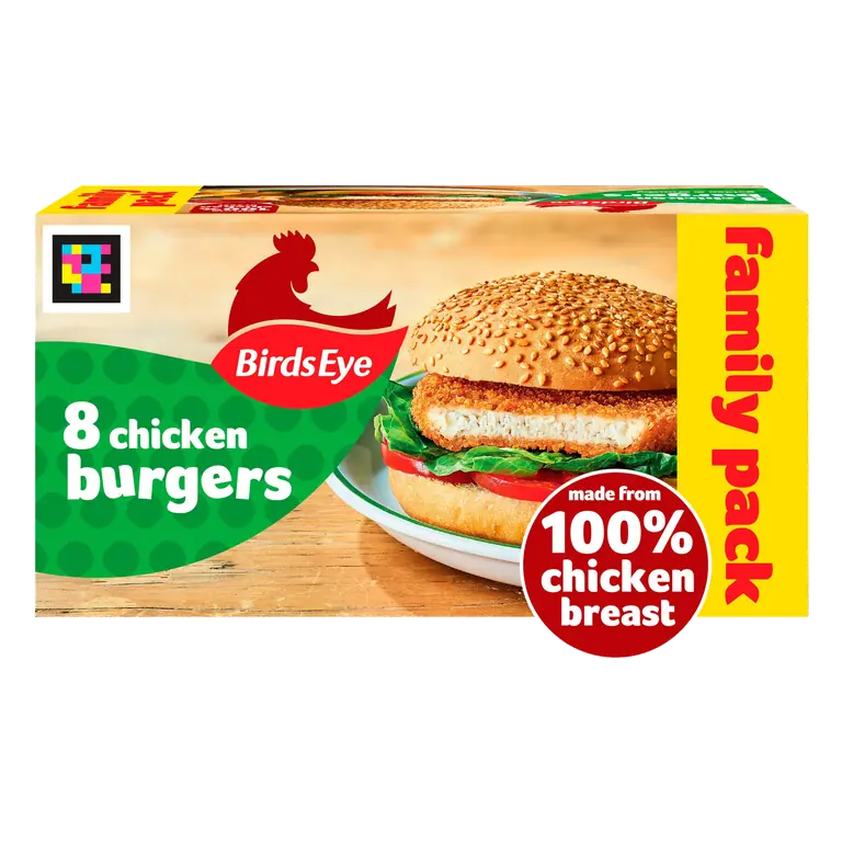 Birds Eye 8 Wholegrain Breaded Chicken Burgers 400g