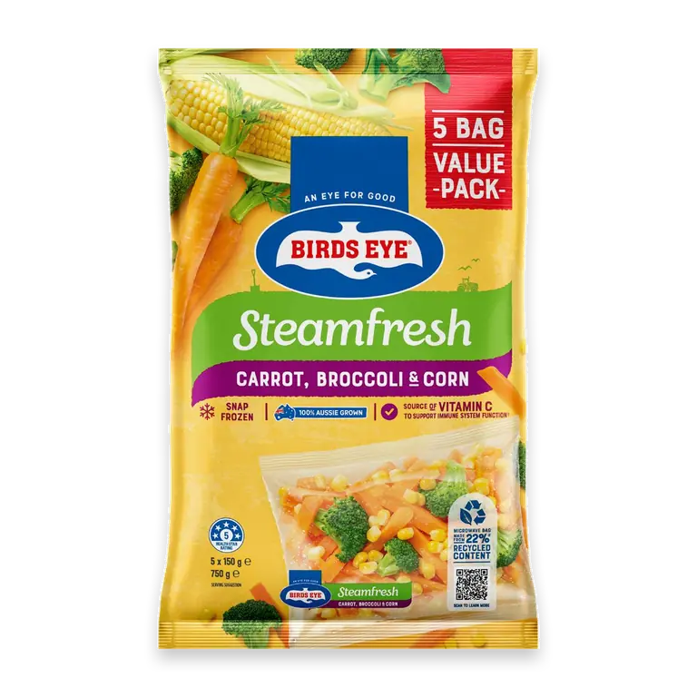 Steam Fresh Broccoli Carrots & Corn