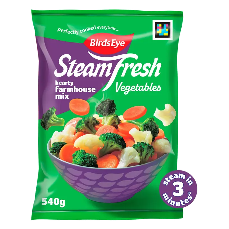 Birds Eye Steamfresh 4 Hearty Farmhouse Vegetable Mix Steam Bags 540g