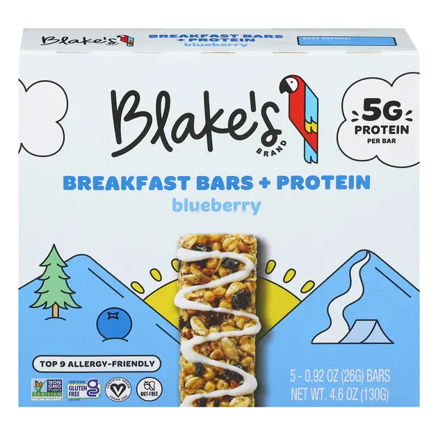Blake's Blueberry Breakfast Bars + Protein, 5-0.92 oz Bars
