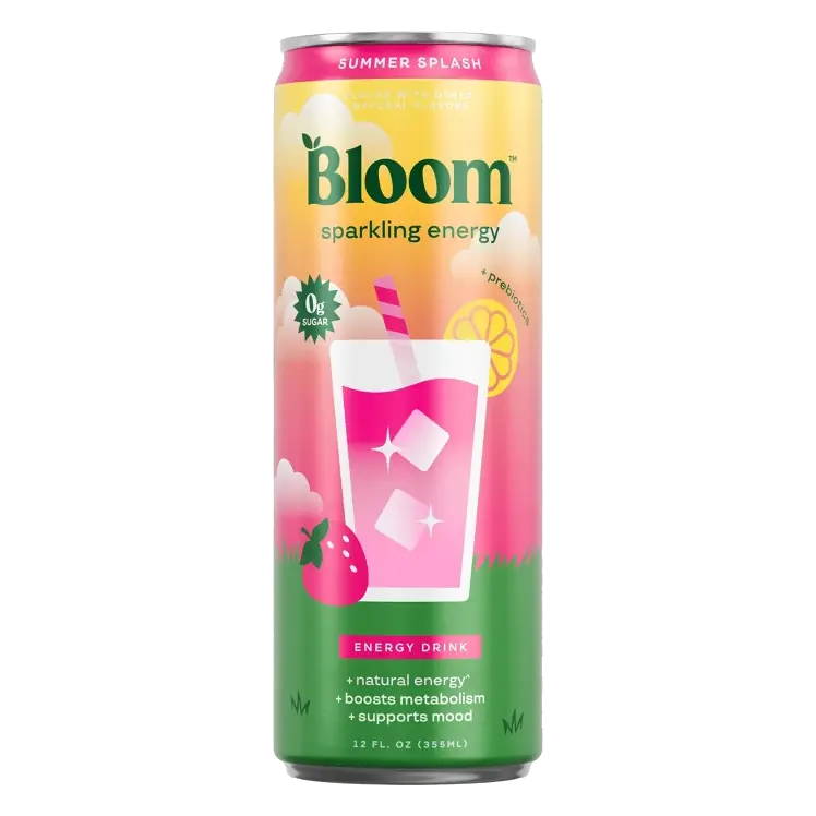 BLOOM NUTRITION Sparkling Energy Summer Splash, 12 fl oz: Caffeinated, Prebiotic/Probiotic, No Artificial Flavor
