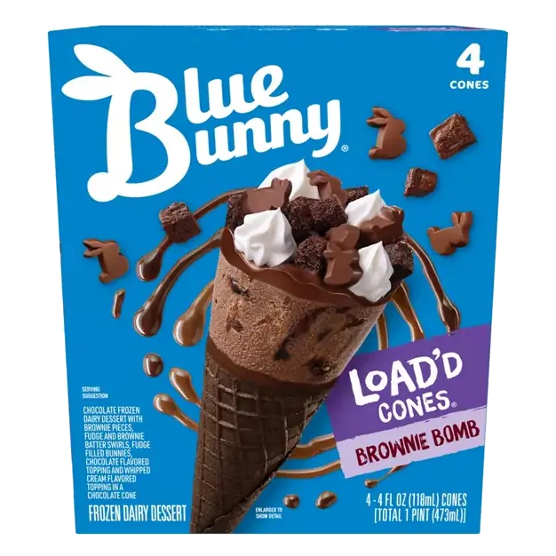 Load'd Cones Frozen Dairy Dessert, Brownie Bomb