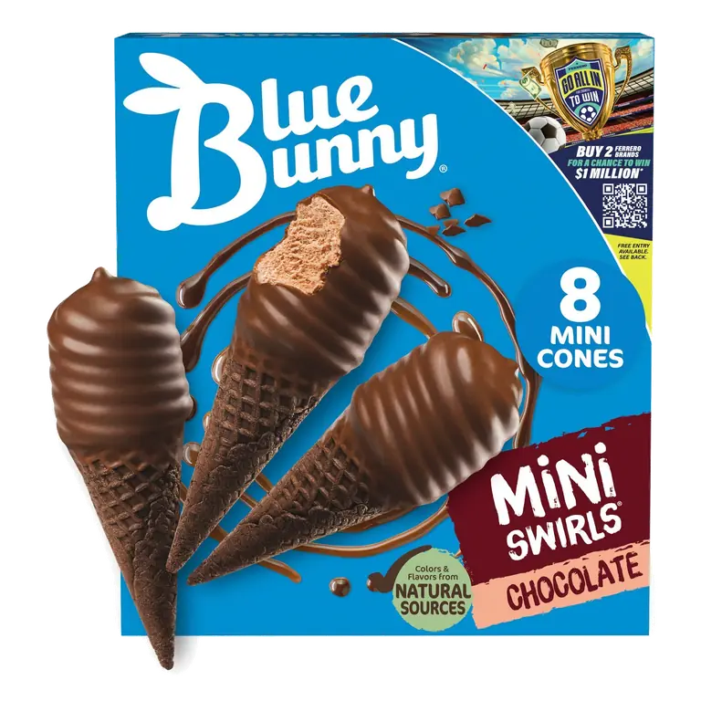 Mini Swirils Chocolate Flavored Frozen Dairy Dessert Cones
