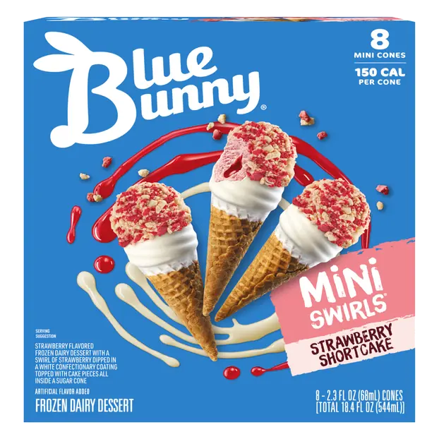 Mini Swirls Cones Strawberry Shortcake Frozen Dessert - 8 ct