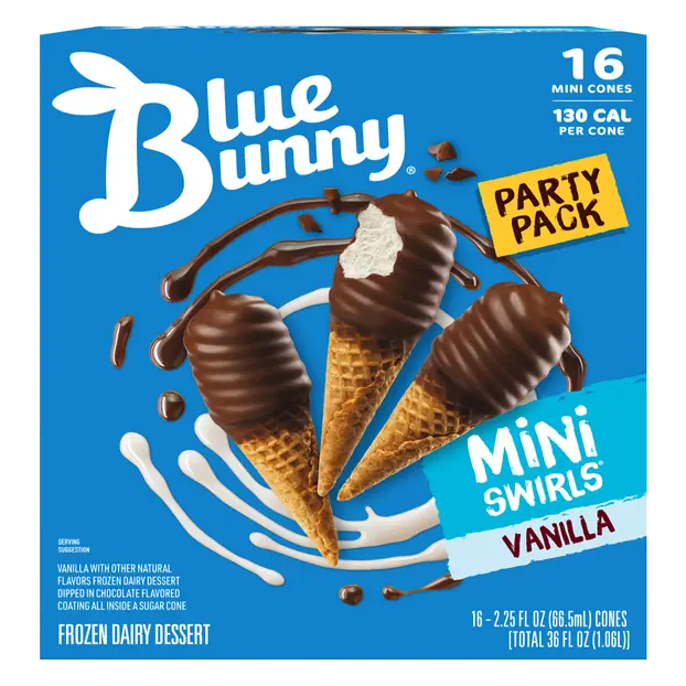 Mini Swirls Vanilla Frozen Dairy Dessert Cones - 16 ct