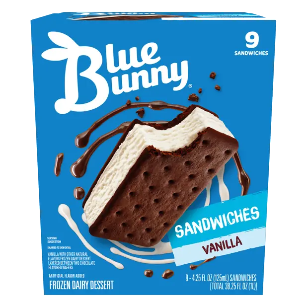 Simply Vanilla Frozen Dairy Dessert Sandwiches - 9 ct