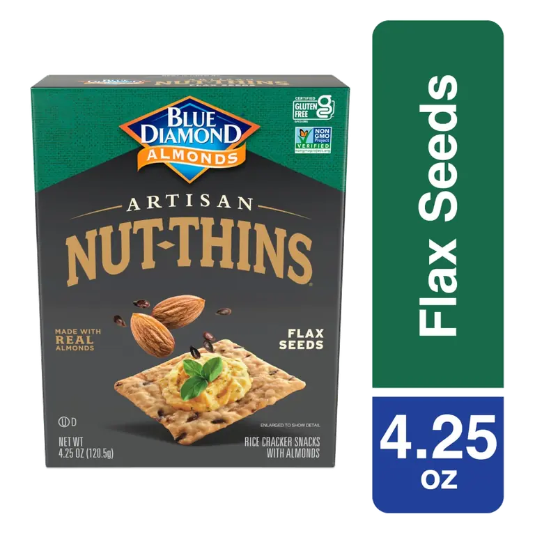 Flax Seeds Artisan Rice Cracker Snacks with Almonds