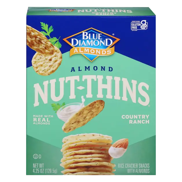 Blue Diamond Almond Nut-Thins Gluten Free Country Ranch Rice Crackers