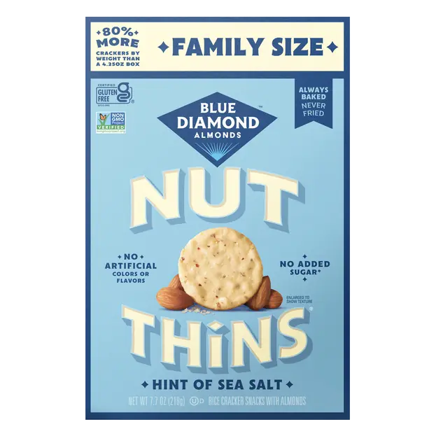 Blue Diamond Almond Nut-Thins Gluten Free Hint of Salt Rice Crackers