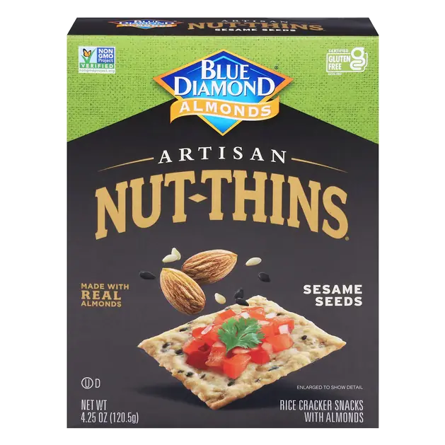 Sesame Seeds Artisan Rice Cracker Snacks with Almonds