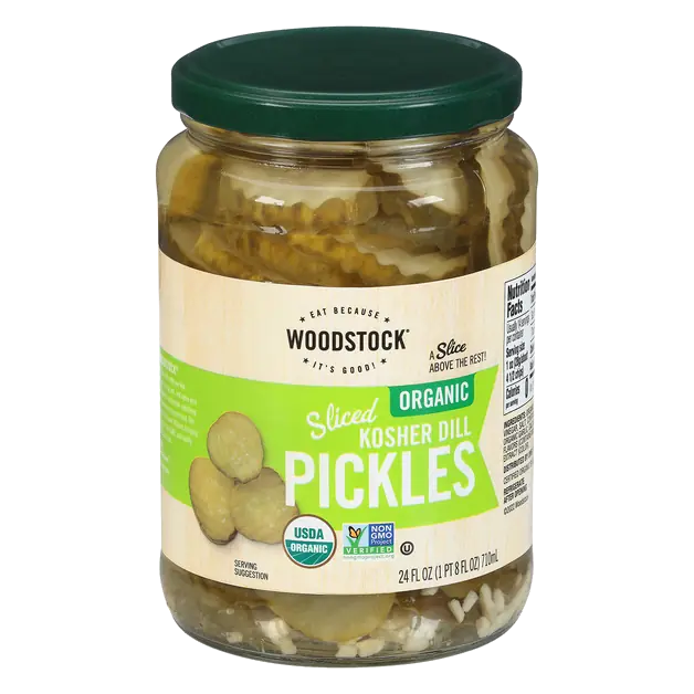 Woodstock Sliced Oragnic Kosher Dill Pickles 24 fl oz