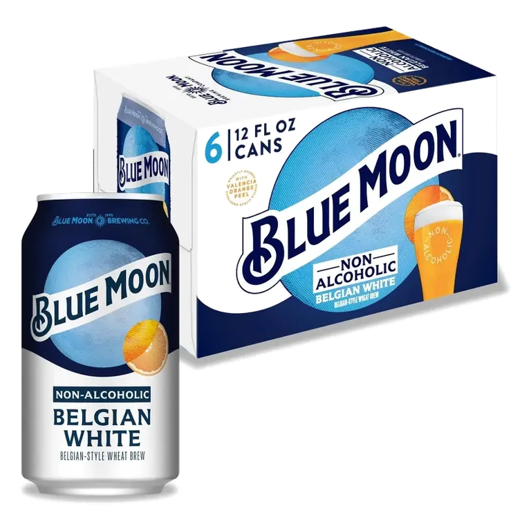Blue Moon Non-Alcoholic Beer Belgian Wheat, 6pk/12 fl oz Cans