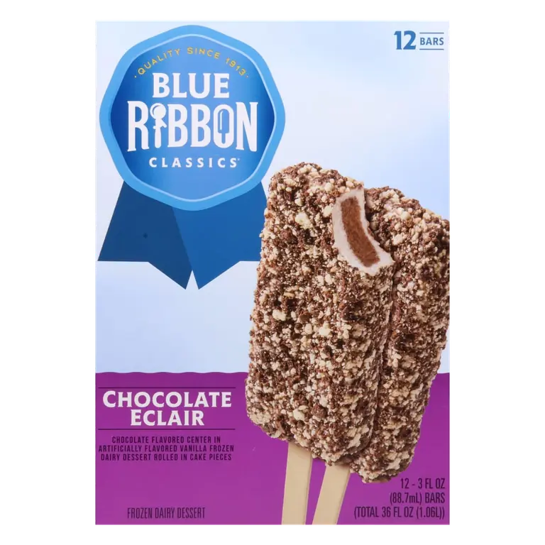 Chocolate Eclair Chocolate Flavored Center in Vanilla Frozen Dairy Dessert Rolled in Cake Pieces Bars