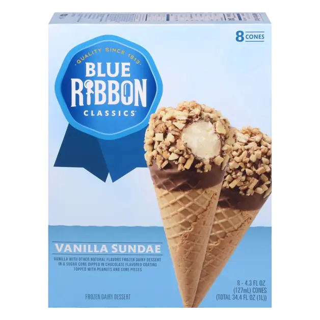 Classics Vanilla Sundae Frozen Dairy Dessert Cones - 8 ct