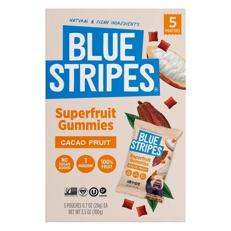 BLUE STRIPES Superfruit Gummies Cacao Fruit, 3.5oz/5pk