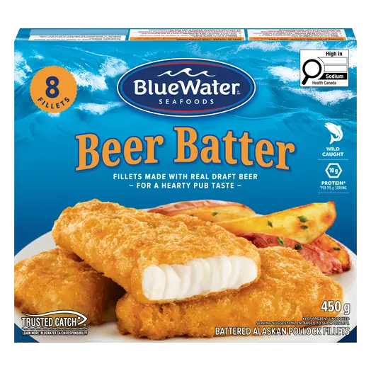 Frozen Alaska Pollock Fillets Beer Battered 450 g